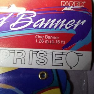 Paper Art Banner with Blue and Red  Surprise Accents X3